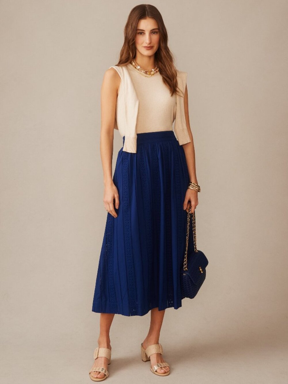 J McLaughlin Winnie Skirt in Eyelet - Nautical Navy NEW